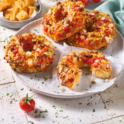 Abbildung Pizza Donut Cheesburger Style